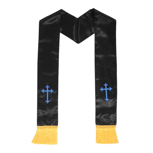 Schwarze Kirchenchor Stola Satin Mit Besticktem