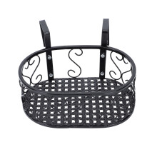 2Pcs Ironwork Hanging Flowerpot Holder Black Rack for Balcony and Yard
