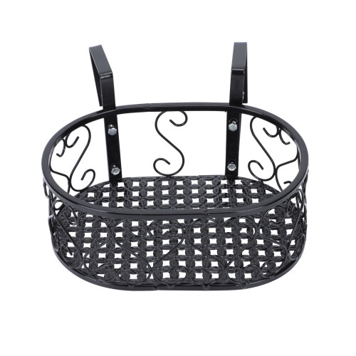 2Pcs Ironwork Hanging Flowerpot Holder Black Rack for Balcony and Yard