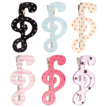 6Pcs Tiny Multi Acrylic Hair Barrettes Musical Note Clips for Children