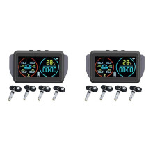 2X TPMS Car Tire Pressure Monitoring System Alarm Tyre Air Pressure Meter Gauge Temperature Warning 4 Sensors Internal