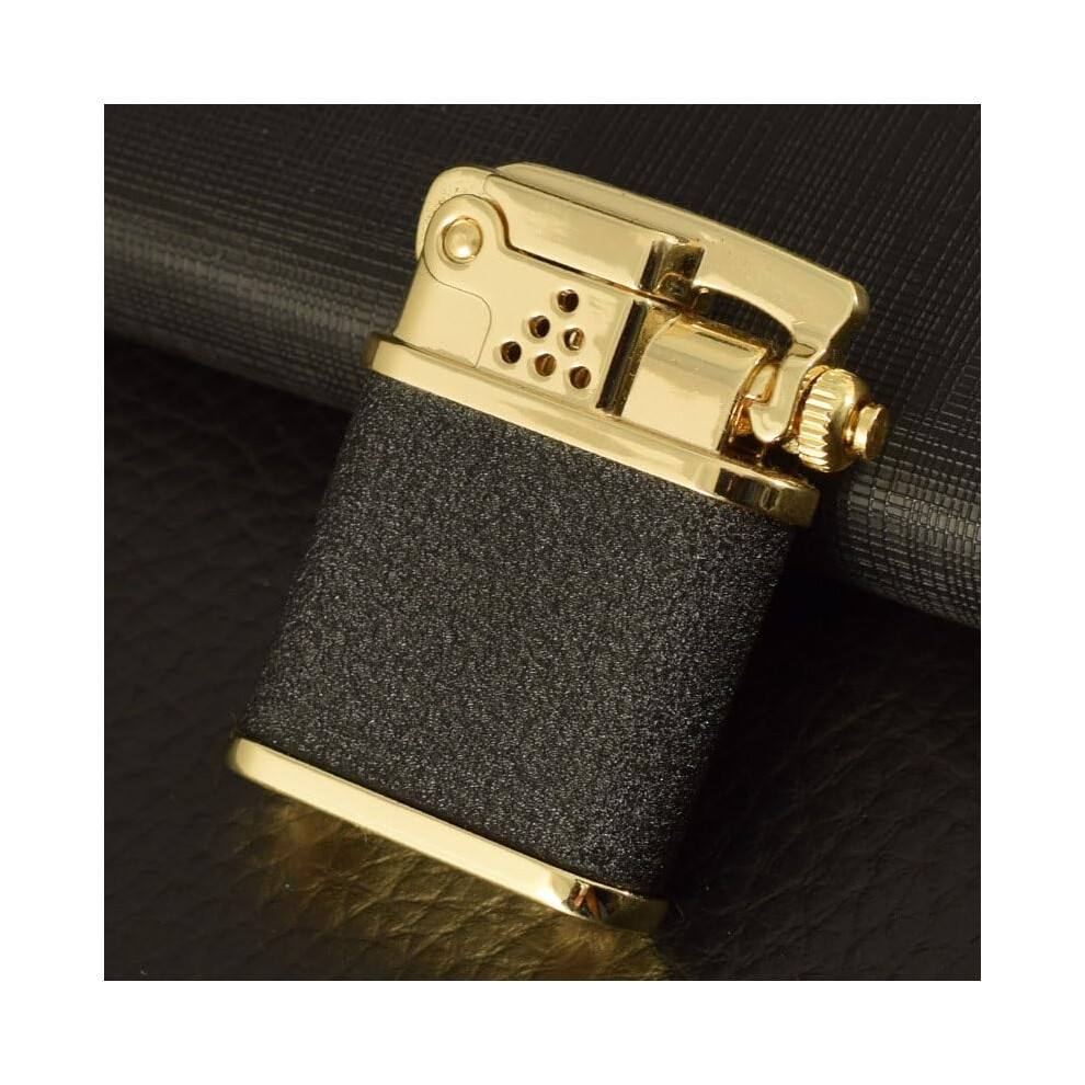 Black Refillable Kerosene Lighter Matte Vintage Trench Style With Side Press Flint Wheel Ignition Gift