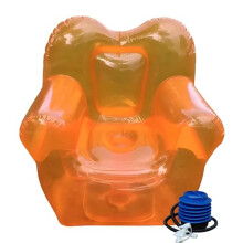 Clear PVC Inflatable Sofa Air Chair with Quick Inflate Pump, Transparent Modern Design for Indoor Outdoor Use (Orange)