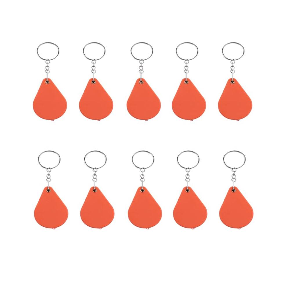 10 Pcs 10X Folding Pocket Magnifier Keychain, Compact Alloy Handheld Magnifier for Reading
