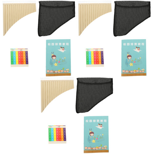 3Ensembles Flûte Pan Éducative Durable 18 Tuyaux Beige Pour École 1