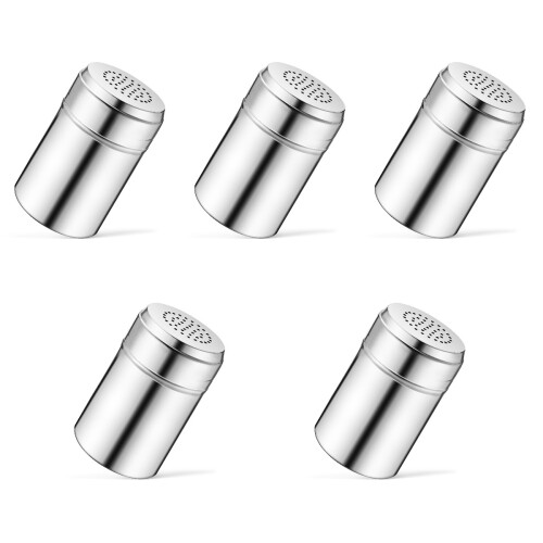 5Pièces Distributeurs D'épices Acier Argent Pour Usage Culinaire 1