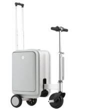 Rideable Smart Electric Luggage 20L CarryOn Suitcase with TSA Lock, Removable Battery, 110KG Load Silver
