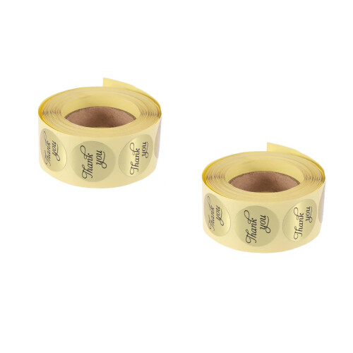 2Rolls Decorative Round Candy Bag Stickers Khaki Handmade Adhesive 1
