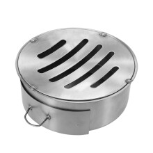 1Set Metalen Ronde Met Lade Voor Houtkachel Zilverkleurig