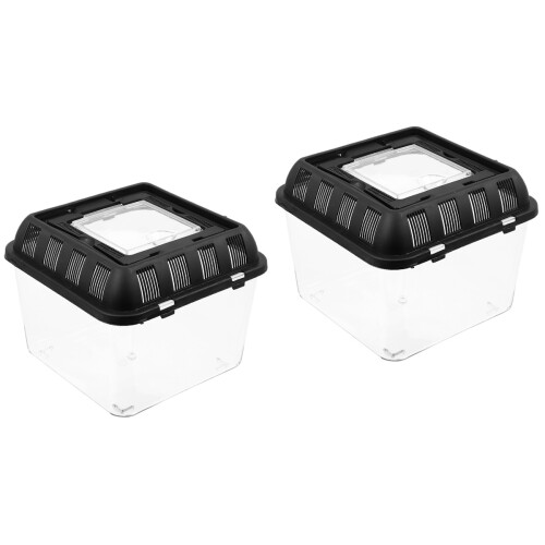 2Pièces Conteneur Reptile Noir Transparent Anti- 2