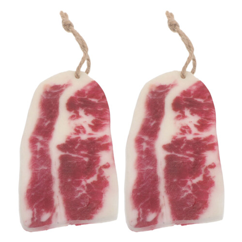 2Pcs Real Looking Fake Meat Prop Red PVC for Table and Kitchen Decor