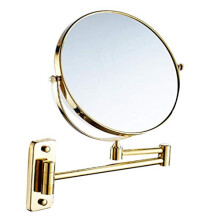 8 Inch Gold Wall Mounted Makeup Mirror, Double Sided 3X Magnifying Bathroom Mirror with 360 Swivel and Extendable Arm
