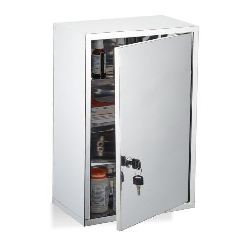 Stainless Steel Lockable Medicine Cabinet, 3 Compartments