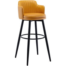 Modern Swivel Bar Stools with Back, Faux Leather Counter Height Chairs with Ergonomic Support and Metal Legs for Kitchen Island, Set of 2, 65cm