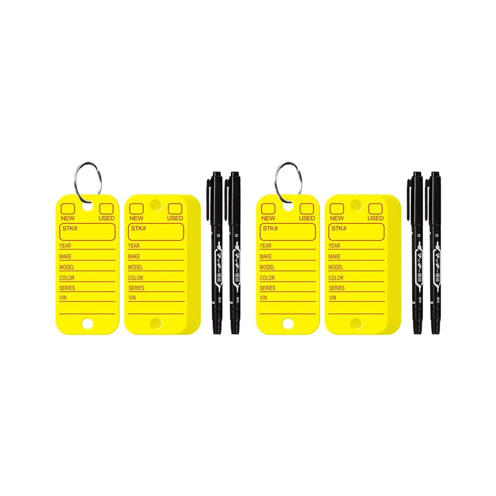 2X Pvc Tags With Labels And Rings, Car Key Tags For Organization, And Luggage Tags With Markers 200Pcs Yellow 6031861939585