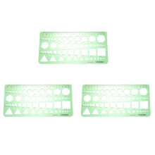 3X Plastique Vert Circles Carres Hexagones Geometrique Modele Ruler 0-20cm