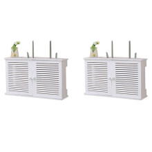 2X Wireless Wifi Router Storage Boxes Wooden Box Cable Power  Wire Bracket Wall Hanging Plug Board Shelf