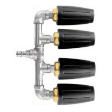 MultiPurpose 4Head Water Sprayer Turbines Nozzle for-Black