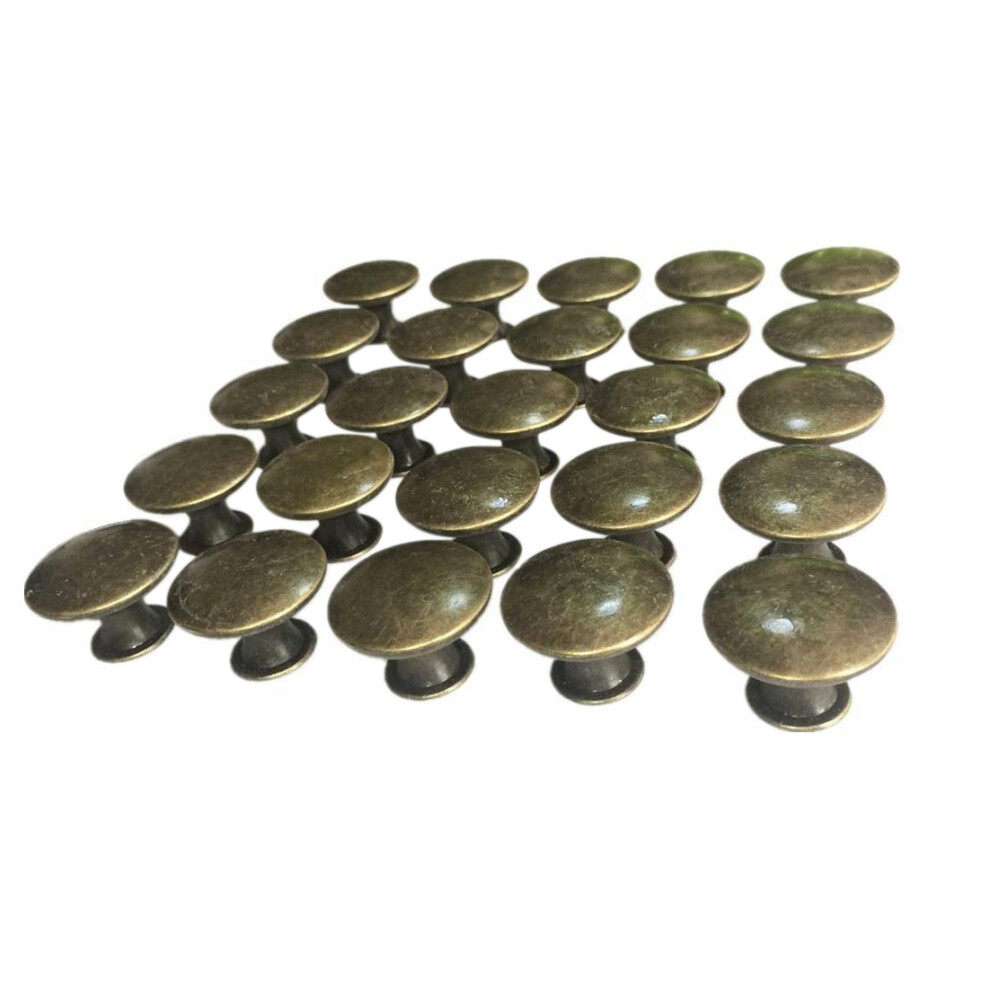 25Pcs Vintage Door Drawer Knobs 30Mm Antique Kitchen Cabinet Cupboard Handles, For Dresser And Cabinet, Old Bronze 4712668859178