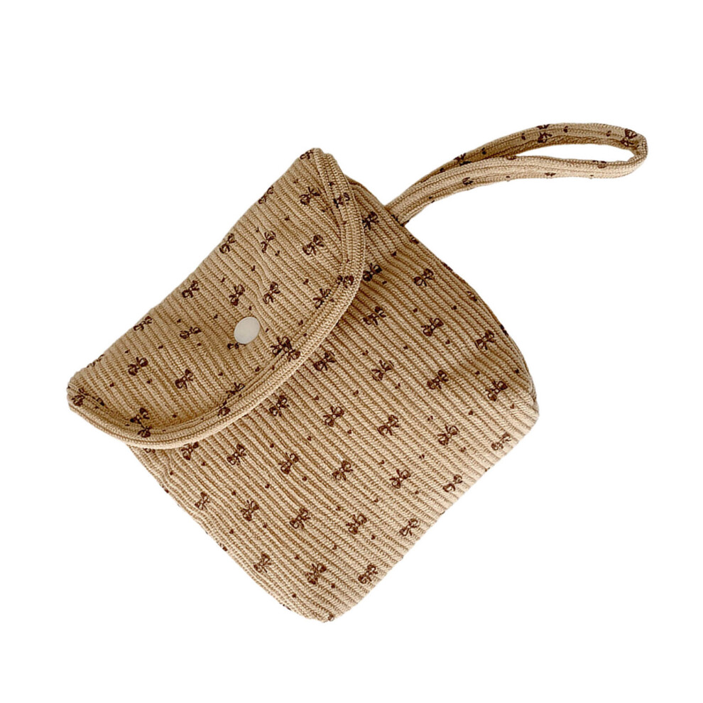 Stylish Corduroy Sanitary Napkin Holder Portable Cosmetic-khaki
