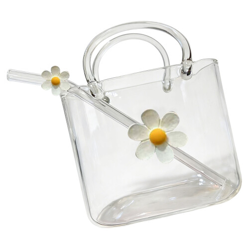 Elegantes Saftglas in Handtaschenform mit Strohhalm,-C