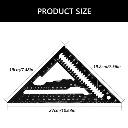 Multiple Angled 7inch Aluminum Alloy Triangle Ruler Scale-Red 1