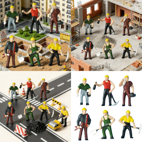 Miniature ABS Construction Worker Miniature Statues For 1