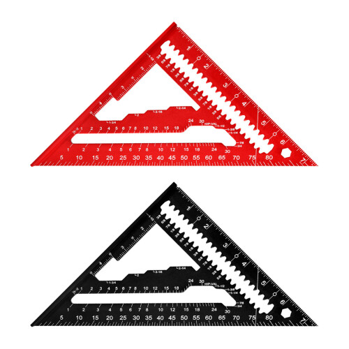 Multiple Angled 7inch Aluminum Alloy Triangle Ruler Scale-Red 2