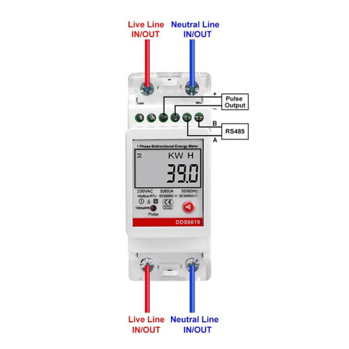 2X 2P DIN-Rail Single-Phase  Meter Multifunction AC220V 5(60)A Voltage Current Power  Meter 1