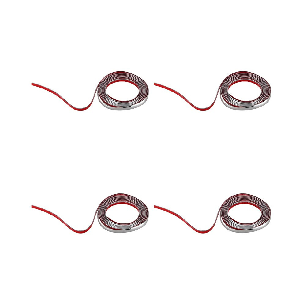 4Pcs 3Meter Car Grille Exterior Chrome Styling Decoration Moulding Trim Strip 12Mm Silver 6032182449425