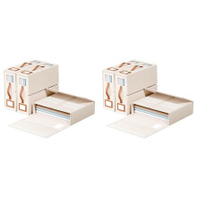 Organiseurs et Rangements Pliables pour Draps de Lit - Grand Format en Lin avec Fenêtre et Étiquette, Lot de 6 Rangements Sous le Lit