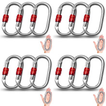 12 Mousquetons de Sécurité Robustes, 25 KN, en Acier Inoxydable, pour Escalade, en Rappel, Hamacs, Chiens