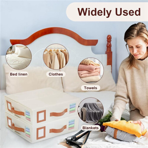Foldable Bed Sheet Set Organizers and Storage - Large Size Linen Fabric with Window and Label, Under Bed Storage 6 Pack 2