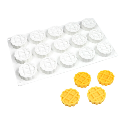 Nonstick Silicone Waffle Chocolate Molds With 15 Round-White