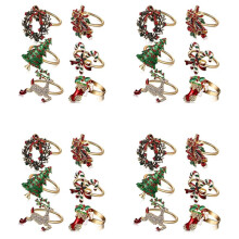 24 Stks Kerst Servetringen Xmas Servethouder Ringen Krans voor Feestdagen Diner Tafeldecoratie