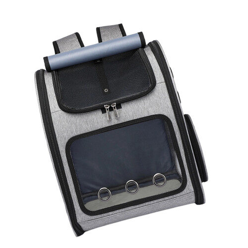 Ventilated Pet Journey Bag With Wide View And Comfortable-Gray