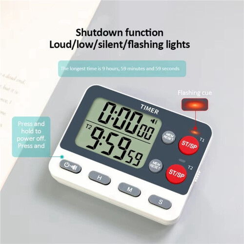2X Digital Kitchen Dual Group Cycling Timer Three Timing Options,Mute/Turn Off Memory Function Timer 2