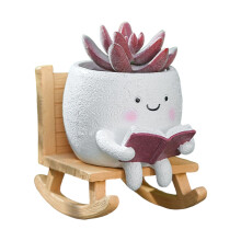 Rocking Chair Smile Faces Planter with Drainage Hole Lovely-1