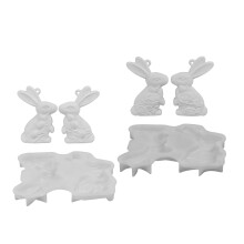 2Pcs Half 3D Flower Pattern Rabbit Molds Casting Moulding Tool