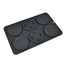 Food Grade Silicone 6 Cup Cake Molds Kids Friendly Baking-Black