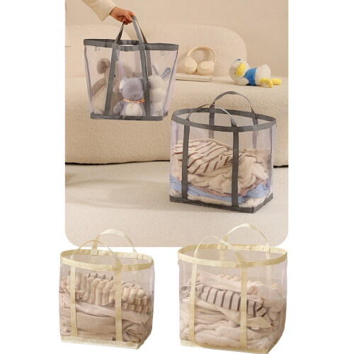 Foldable Storage Bin for Clothes Featuring Ample Room-Beige. M 1