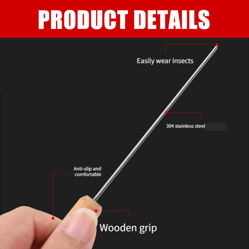 Baits Threader Fishing Tool with Wooden Handle Portable-Black 1