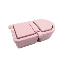 Siliconen snackscontainer met dubbel compartiment,-lichtroze