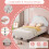 (3ft, Velvet, White) Single Upholstered Bed with LED, Adjustable Cute Cloud Headboard, Soft Bed Frame with Solid Wood Slat 4