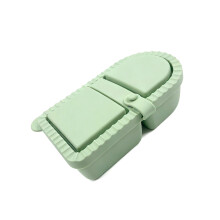 Portable Double Section Silicone Snacks Container-dark green