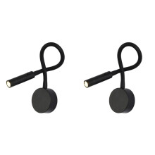 2X Moderne LED-Lesewandlampe, Flexibler Schlauch, Nachttisch-Wandleuchte, Schlafzimmer, Arbeitszimmer, Buch, Wandleuchte mit Schalter