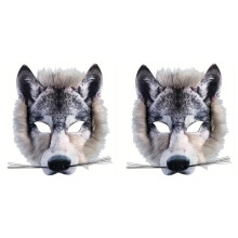 2 Piece Animal Wolf Mask for Everyone, Universal for Halloween Party Gathering Unisex Animal Face Mask, Wolf, One Size