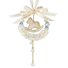 Ciondolo per Auto, Squisito Ciondolo A Forma di Campana di Cristallo, Fiore di Orchidea, Decorazione per Specchietto Retrovisore, Bianco