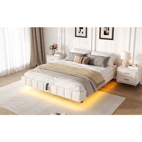 4ft6 Double Floating Bed Frame with Hydraulic Under-bed Storage 2