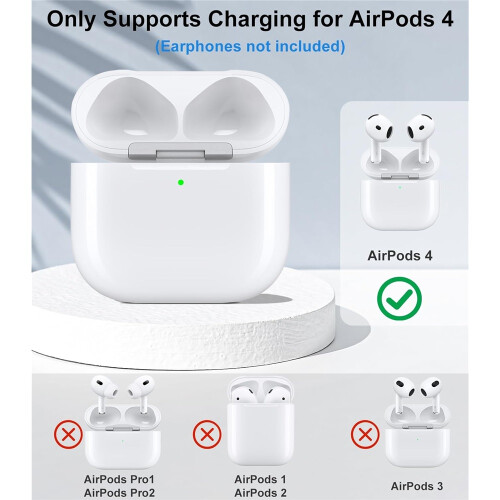 Wireless Charging Case Compatible with AirPods 4, Replacement Case for AirPods 4, Bluetooth Pairing Sync Button, Earbuds Not Included 1